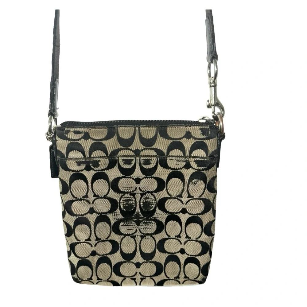 Coach Canvas CC Small Crossbody Bag Handbag Black Tan Adjustable Y2K Needs TLC
